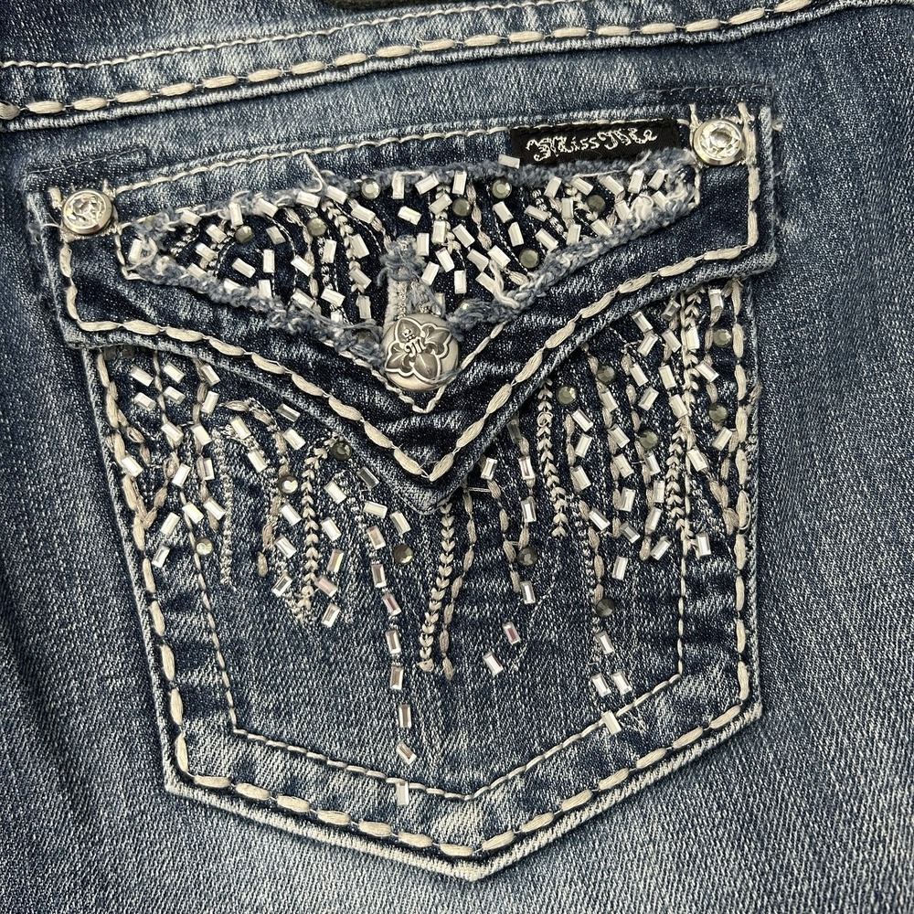 Miss Me Jeans Size 32 JE5786ER Easy Boot Rhinestone Embellished Bling Women EUC - Picture 6 of 13